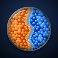 Bacteria Wars logo: a petri dish of orange and blue colonies